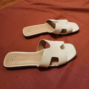Women's White Sz 9 Nina Slides Sandals By A New Day Vacation Resort Wear Summer